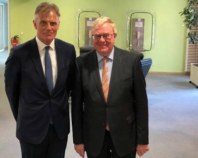 Botschafter Friis Arne Petersen und Reinhold Sendker MdB im Matthias-Erzberger-Haus - Botschafter Friis Arne Petersen und Reinhold Sendker MdB im Matthias-Erzberger-Haus