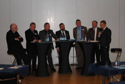 (v.l.)Bernhard Schemmer MdL, Reinhold Sendker MdB, Dirk Griepenburg (Landesbetrieb Straenbau NRW), Michael Geuckler (ZVM), Michael Heinz (WSV West), Dr. Eberhard Christ (WVG), Prof. Gerd Stwer (FMO)